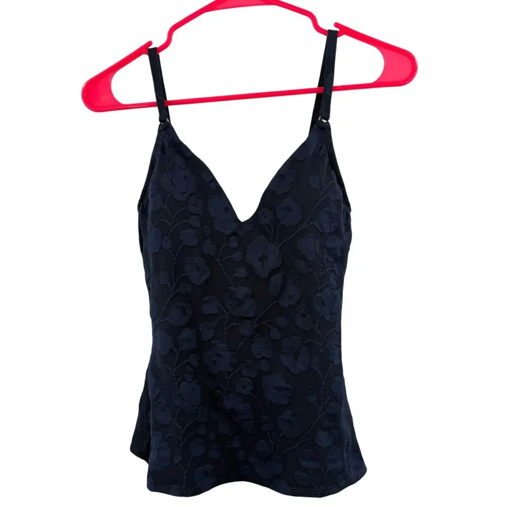 ROBIN PICCONE Tankini SZ Extra Small NEW Swim Navy Jacquard Texture Floral NWOT